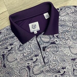 Kilburne & Finch Mens XL Purple Paisley Performance Golf Polo Shirt Short Sleeve